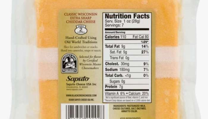 Grated Cheddar Cheese Nutrition A Comprehensive Guide