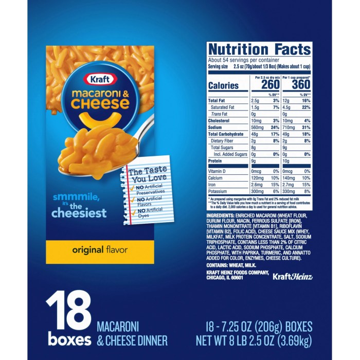 Kraft mac cheese nutrition facts